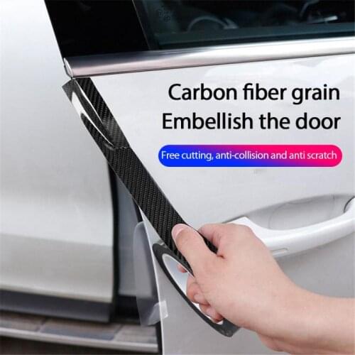 Nano Carbon Fiber Car Sticker DIY Protector Paste Strip Auto Door Sill Side Mirror Anti Scratch Waterproof Tape Styling Moulding