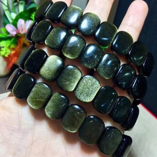 Natural Obsidian hand row mens black Yaoshi hand card versatile womens bracelet single circle bracelet crystal fashion jewelry