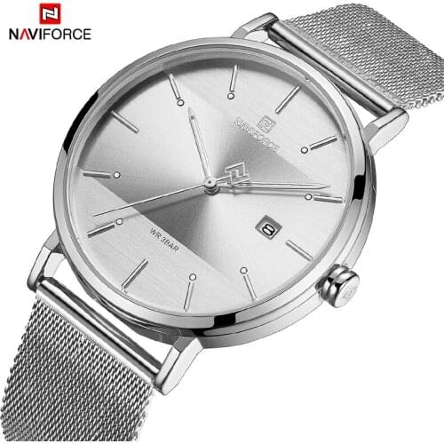 Men Watch Brand NAVIFORCE Stainless Steel Strap Mesh Quartz Watches Waterproof Complete Calander Wristwatch Relogio Masculino