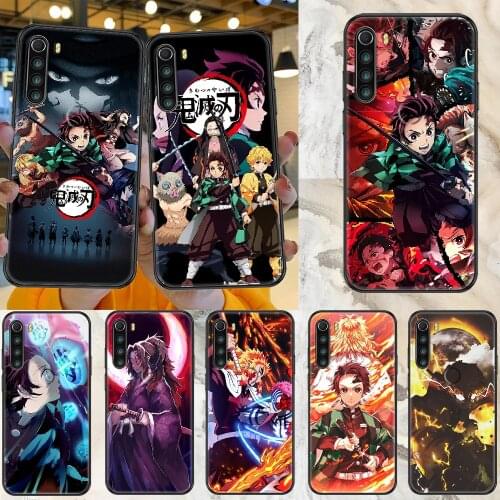 Anime demon slayer Phone case For Xiaomi Redmi Note 7 7A 8 8T 9 9A 9S 10 K30 Pro Ultra black painting shell pretty funda 3D