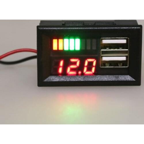 12V Digital Car Motorcycle Voltmeter Voltage Battery Panel Meter w USB 5V Output E7CA