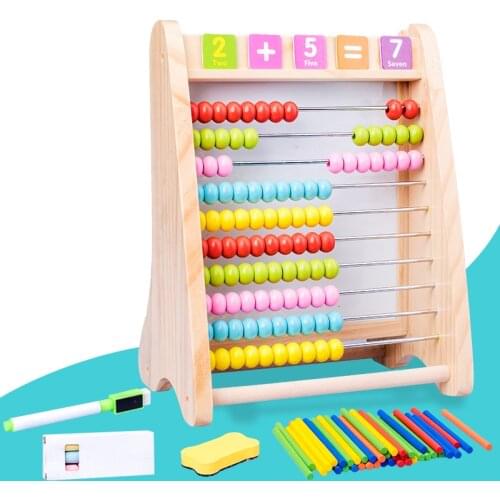 Kids Toys Wooden Toys Mathematics Abacus Multi-function Arithmetic Drawing Board Calculation Frame Educational Toys For Children