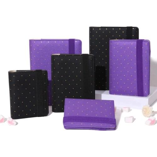 Purple Gold Dot A6 PU Leather DIY Binder Notebook Cover Diary Agenda Planner Bullet Cover School Stationery