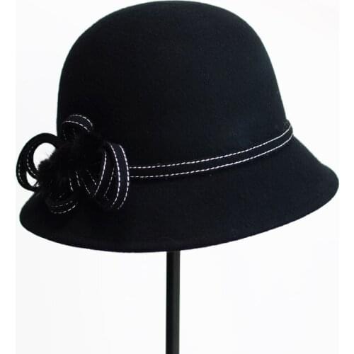 H286 Fall Winter Fedoras Hat Ladies Fashion British Retro Vintage Cap Women Solid Color Top Grade High Quality Wool Felt Hats