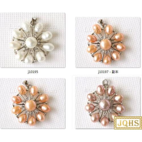 JQHS 30mm snowflake shape white pink purple Freshwater pearls necklace pendant j10197 jewelry