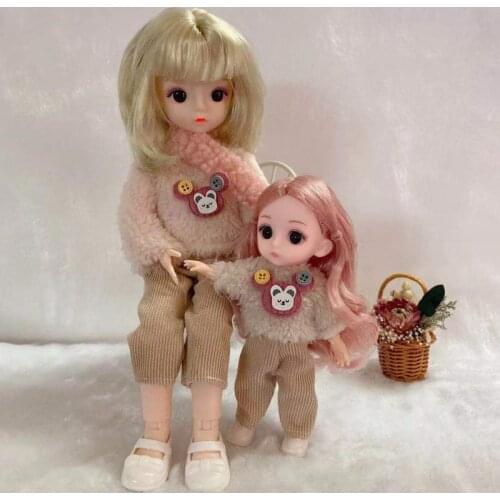 2pcs/lot New 22 Movable Joints BJD Doll 30cm+17cm Doll Makeup Dress Up Cute Dolls With Fashion Beauty Dress For Girls Toys