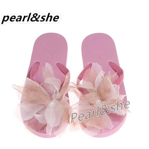 2020 Hot Marketing Summer Bathroom Slipper Indoor Home Women Shoes pure color Sandals Flower decoration shoe girl