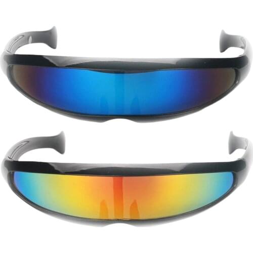 Pack of 2 Novelty Futuristic Cyclops Mirrored Sunglasses Costume Glasses for Adults Kids