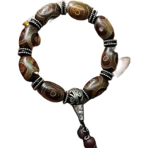 Natural Tibetan Old Tianzhuyuan Stone Shale Pharmacist Longwen Nine-Eye Tianzhu Bracelet