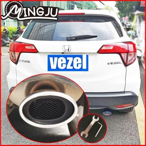 New Universal Car Decoration Chrome Tail Pipe Stainless Steel Curved Dual-outlet Exhaust Trim Muffler Pipe Tail For honda vezel