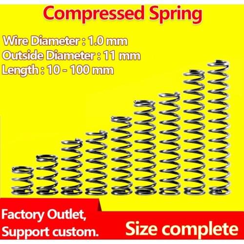 Compressed Spring Pressure Spring Return Spring Release Spring Wire Diameter 1.0mm Outer Diameter 11mm Support Customization