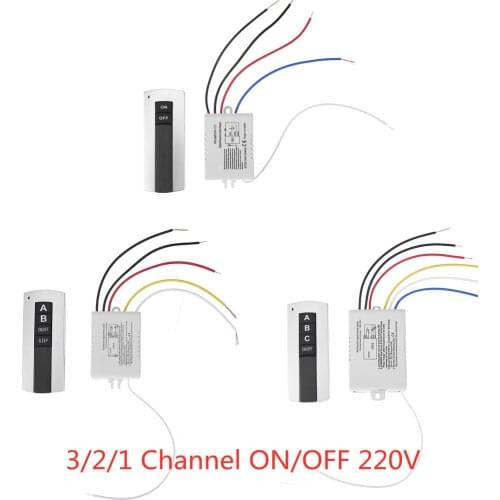 1/2/3 Channel ON/OFF 220V Wireless Remote Control Switch Receiver Transmitter for Lamp Light Electrical Equipments Drop Ship