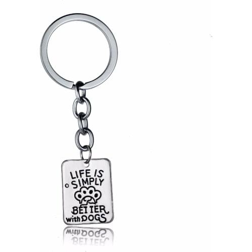 Dog Pet Paws Print Keychain Keyring Life Is Simply Better With Dogs Key Chains Key Holder Dog Cat Animals Lovers Key Rings Gifts