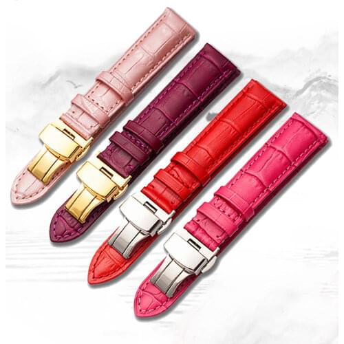 Specifically Designed for Women Leather Watchband Butterfly Buckle Strap Bracelet Substitute for Various Brand Watch Huawei