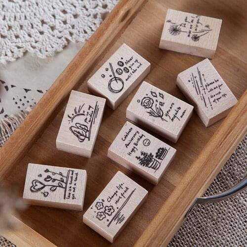 Vintage Plants poetry Hand Painted decoration stamp wooden rubber stamps for scrapbooking stationery DIY craft standard stamp