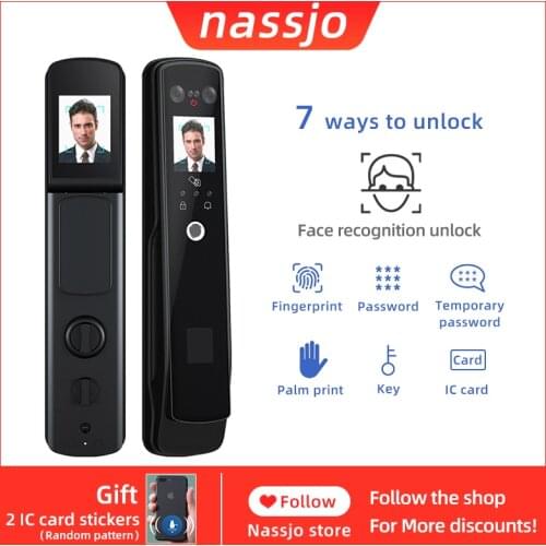 Nassjo Face Recognition Lock Smart Digital Door Lock Fingerprint Electric Lock Home Safety Fingerprint Password Key IC Card