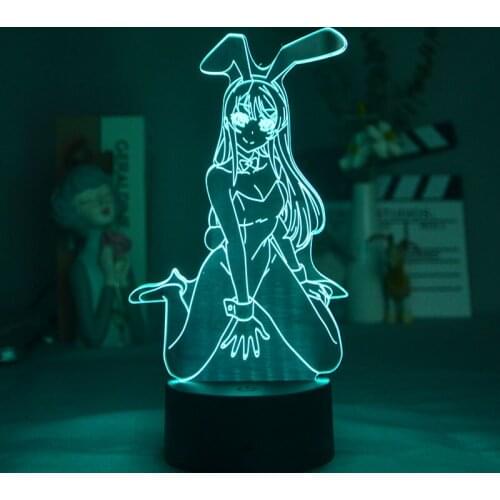 USB 3D Desk Lamp Touch Switch Night Light Plug In Nightlight Bluetooth Sakurajim Mai Room Decoration Teenager Kids Gift Dropship