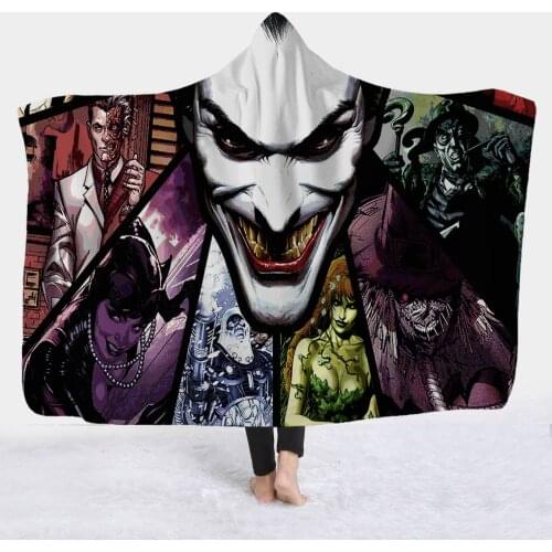 Adult Gothic Halloween Killers Sherpa Fleece Wearable Throw Blanket Microfiber Soft Movie Character Horror 3D Hooded Blanket