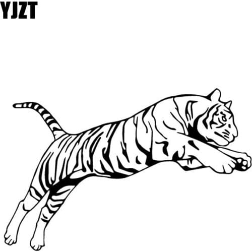 YJZT 17.4CM*11.5CM Tiger Predation Body Of Car Car Sticker Accessories Vinyl Decal Black/Silver C4-1143