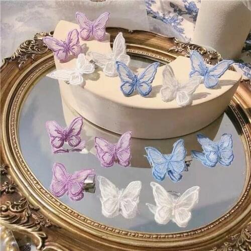 5Pcs Korea Sweet Romantic White Lace Embroidery Hair Clips Butterfly Hair Barrettes Hairpins for Women Wedding Hair Accessories