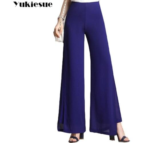 2020 Spring Summer High Waist Pants Women Elegant Work Office Casual Long Trousers Back Wide Leg Pants pantalon femme Plus size