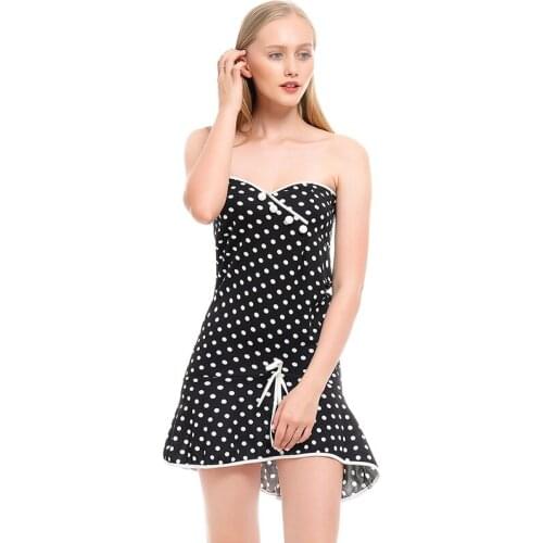 Fashion Sexy Dot Skirts Womens Summer Party Strapless Shoulder Skirts For Lady Polka Dots Simple Skirts For Femme