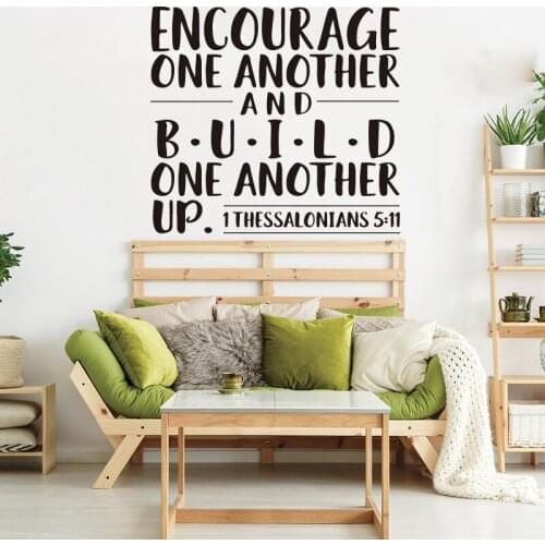 1 Thessalonians 5:11 Bible Verse Quote Religion Wall Sticker Bedroom Encourage one another build another up Wall Decal Vinyl
