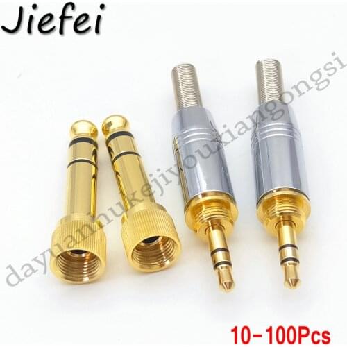 10-100Pcs New 6.35mm 1/4" Male To 3.5mm 1/8" Female Connector Converter 6.35 to 3.5 Jack HiFi Headphone Audio Adapter Plug