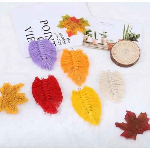 2/6Pcs Large Braided Tassels Leaves Shape Earring Tassel for DIY Earrings Pendant Jewelry Making Findings Accessories Supplies