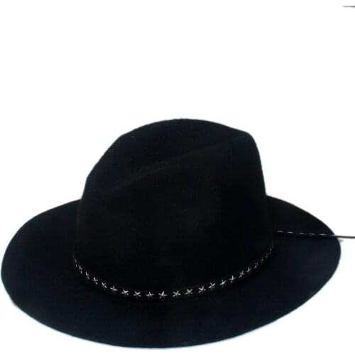 6PCS/Lot New Fashion Women Men 100% wool Fedora hat Felt Panama female Elegant Ladies hat Floppy Derby Trilby Cap Wholesale
