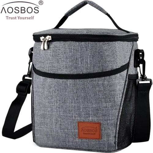 Aosbos Portable Insulated Picnic Bag Oxford Food back pack Thermal Cooler Tote Foldable Grey Lunch Bags bolsa termica