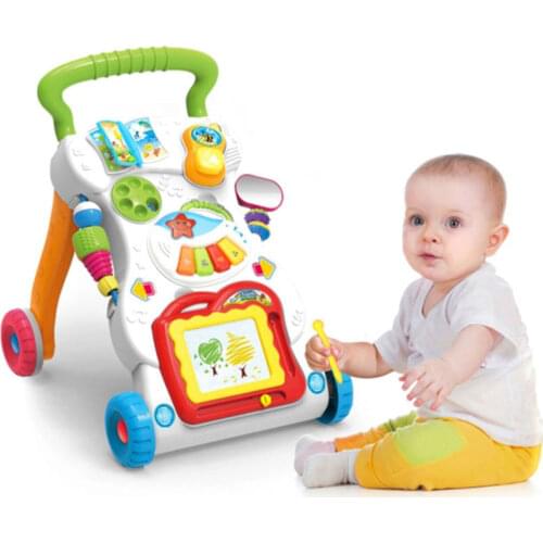 Baby Walker Stroller Toy Baby Early Learning Puzzle Multifunctional Music Walker Strolling Walk Car Baby Gift
