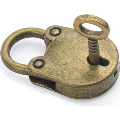 Bronze Heart Padlock and Key Pendant Couple Necklace Making Diary Keychain Bag Anti-theft Lock Suitcase Notebook Luggage Jewelry