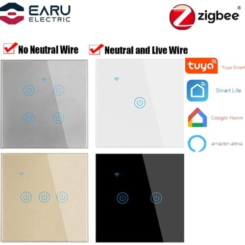 1/2/3/4Way Zigbee Tuya Smart Touch Light Switch EU Touch Switches Backlight Smart Home With Neutral Wire Or Without Neutral Wire