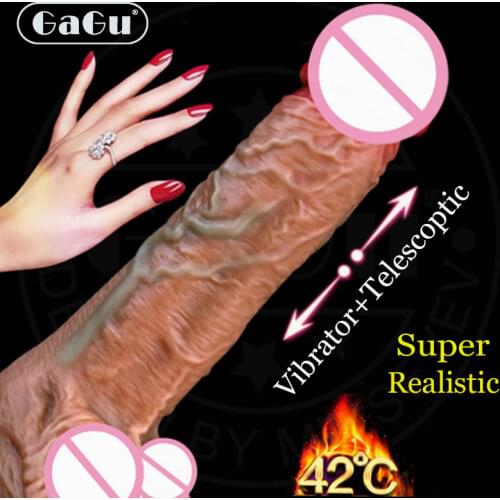 GaGu Automatic Telescopic Heating Penis Vibrator Female Masturbation Super Realistic Dildo Vibrator Erotic Sex Toys Products