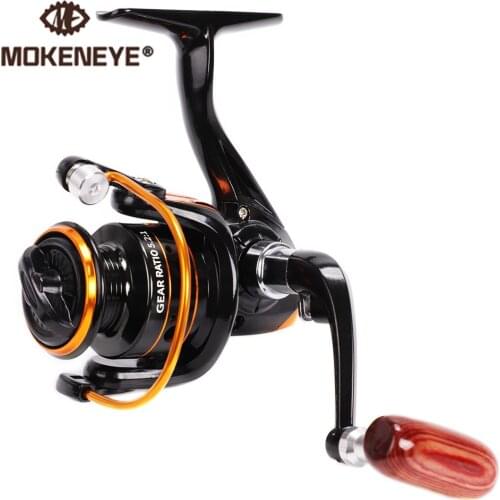 5.2:1 Gear Ratio CNC Alloy Line Spool Fishing Reel Spinning Wheel Imitation Wood Handle Metal Transmission System Ultralight