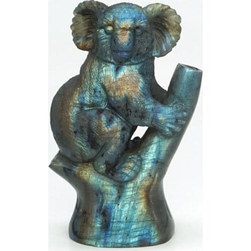 Koala Bear Figurine Natural Gemstone Labradorite Crystal Healing Reiki Ornament