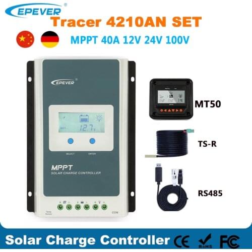 4210AN MPPT 40A Solar Charger Controller LCD 12V 24V Auto EPEVER Tracer4210AN Regulador Solar with MT50 2400W 100V Solar Panel