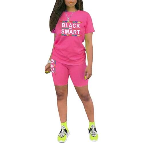 Summer Letter Two Pieces Yoga Running Sets Women Tracksuits Casual Activewear Short Sleeve T-shirt+Short Leggings Female Outfits