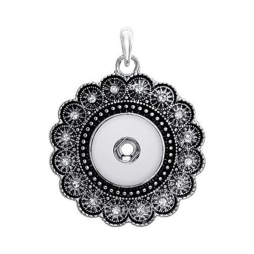 Fashion 18mm metal snap button jewelry crystal pendant necklace for women mens Vintage accessories