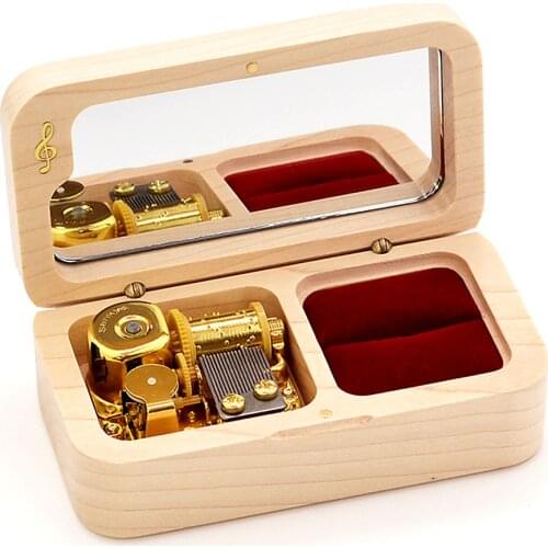 Solid wood music box jewelry box ring box practical birthday presents Christmas proposal surprise romance Castle in the Sky