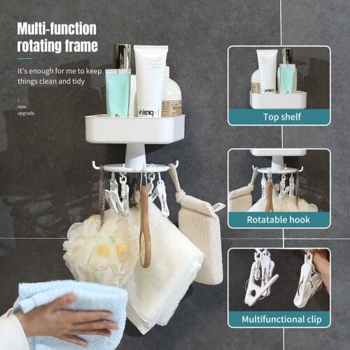 Wall-Mounted Storage Finishing Rack Bathroom Rotatable Hook Kitchen Spoon Seasoning Racks