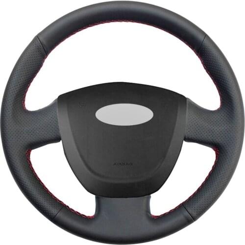 Black Artificial Leather Hand-stitched No-slip Car Steering Wheel Cover for Lada Granta 2011 2012 2013 2014 2015 2016 2017-2018