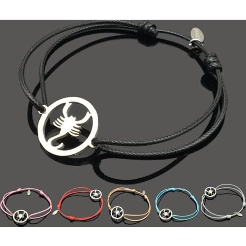 New Scorpion Stainless Steel Charm Wish Bracelet High Quality Scorpion Stainless Steel Pendant Adjustable String Gift Bracelet