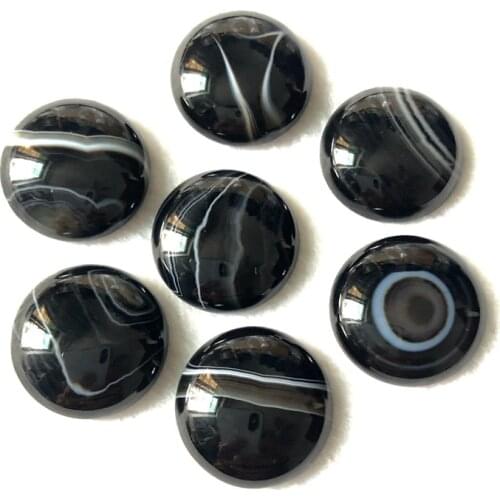 Wholesale 4pcs/lot Black Stripe Agates Onyx Bead cabochon,12mm 14mm 16mm 20mm 25mm Round Gem stone Cabochon Ring Face