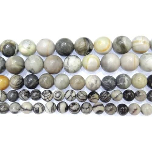 Wholesale Natural Stone Green Flower Jaspers Round Loose Beads 6 8 10 12MM Pick Size DIY Handmade beads For Jewelry Making