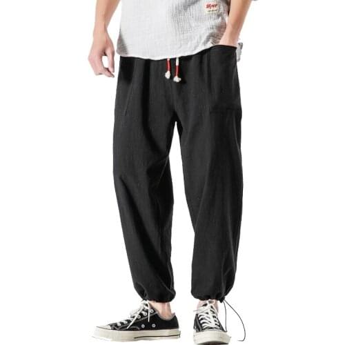 Autumn Men Pants 2020 Men Fashion Hip Hop Streetwear Loose Casual Pant Male Cotton Linen Harem Trousers Jogger Sweatpants