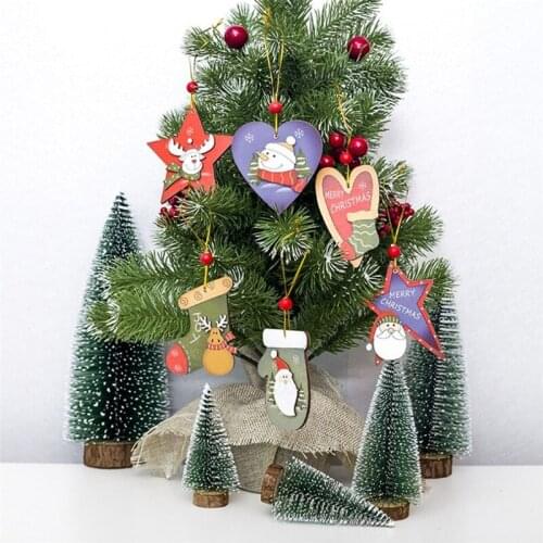 Christmas Wooden Pendants Ornaments DIY Wood Star Heart Shoes Crafts Xmas Tree Ornaments Christmas Decorations For Home