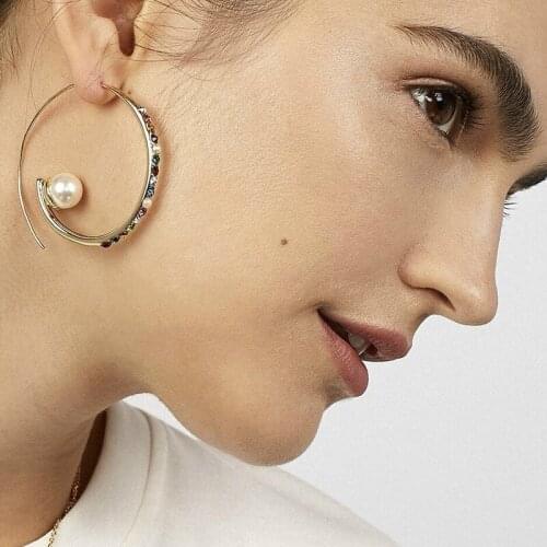 Street Shot Supply C Colorful Earrings Women Water Drill Natural Pearl Earrings Copper Earring