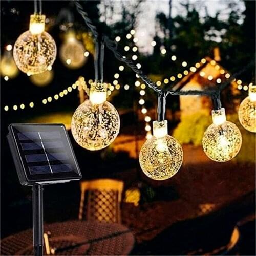 Outdoor Solar Led Garden Lights Globe Crystal Ball Lighting Ropes Beads Fairy Light for Outside Patio Balcony Terrace Decoration